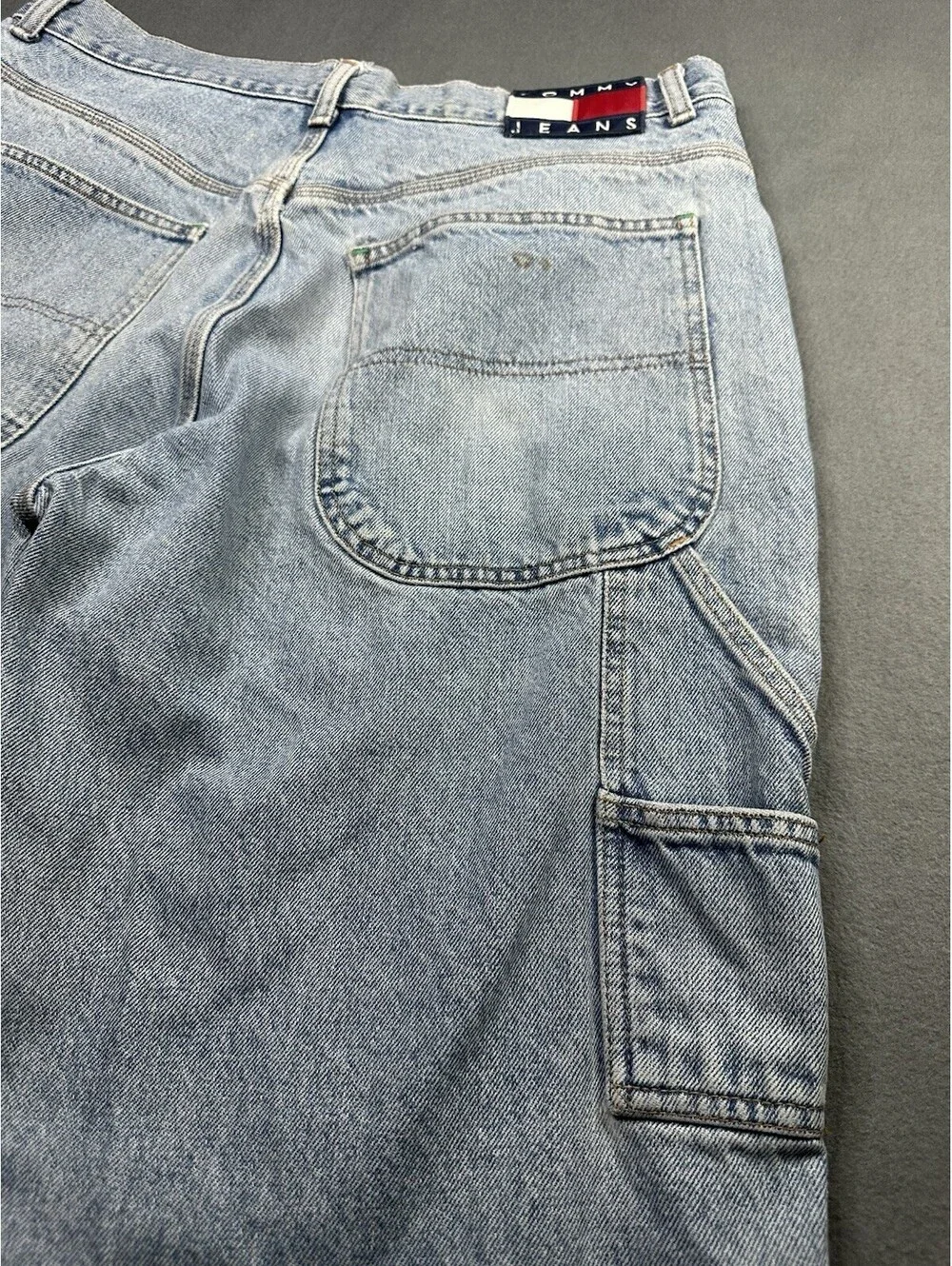 Mens Tommy Hilfiger Baggy Carpenter Jeans Blue Y2K Vintage Streetwear 34x30